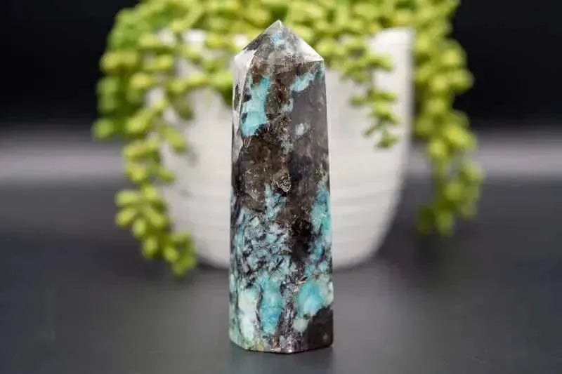 Amazonite with Smoky Quartz Tower 5" - My Crystal Addiction