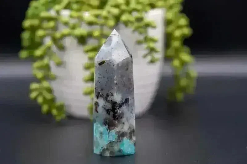 Amazonite with Smoky Quartz Tower 4.25" - My Crystal Addiction