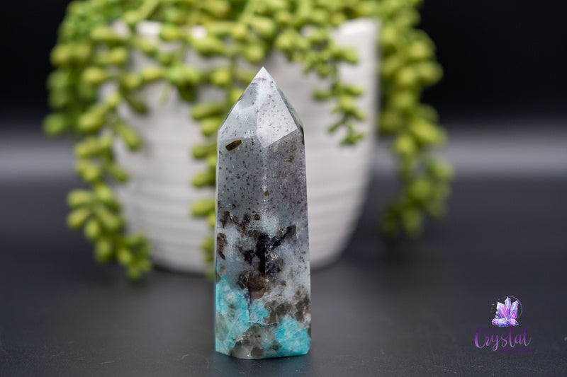 Amazonite with Smoky Quartz Tower 4.25" - Root Chakra - My Crystal Addiction