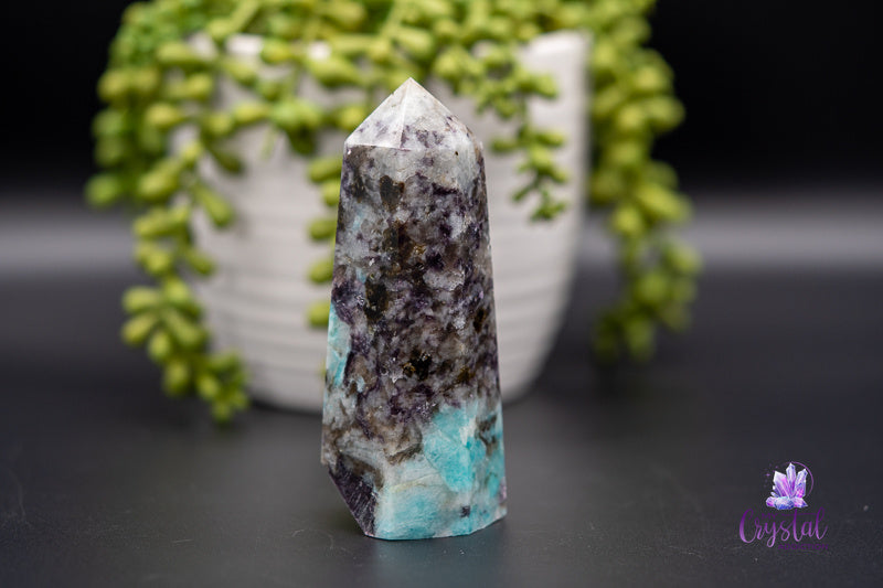 Amazonite with Smoky Quartz Tower 4.5" - Root Chakra - My Crystal Addiction
