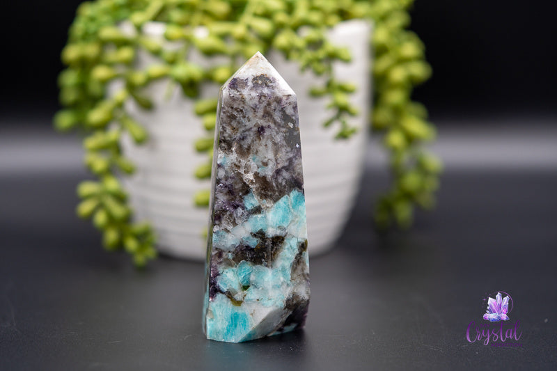 Amazonite with Smoky Quartz Tower 4.5" - Root Chakra - My Crystal Addiction