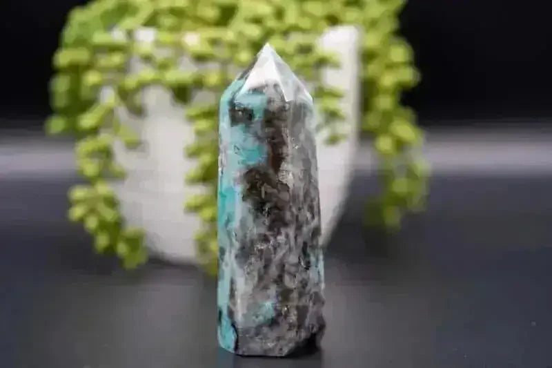 Amazonite with Smoky Quartz Tower 4.75" - My Crystal Addiction