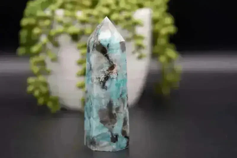 Amazonite with Smoky Quartz Tower 4.75" - My Crystal Addiction