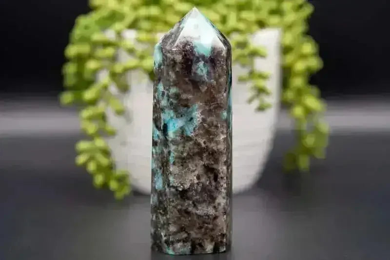 Amazonite with Smoky Quartz Tower 5.5" - My Crystal Addiction