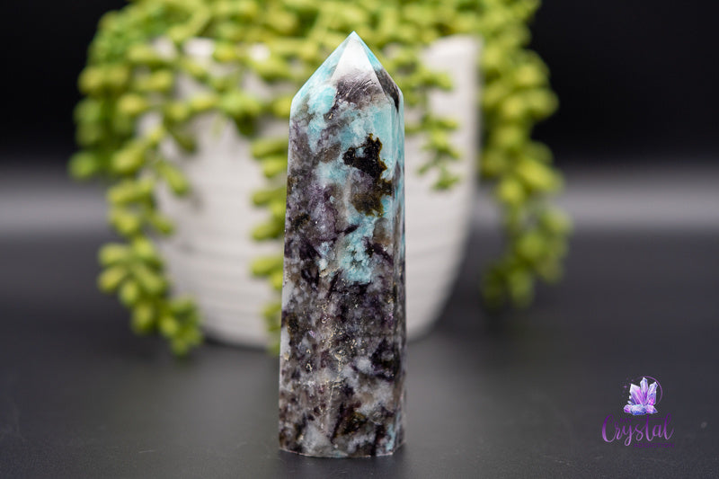Amazonite with Smoky Quartz Tower 5" - Root Chakra - My Crystal Addiction