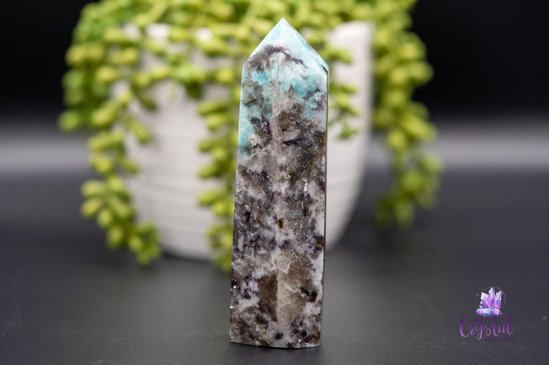 Amazonite with Smoky Quartz Tower 5" - Root Chakra - My Crystal Addiction