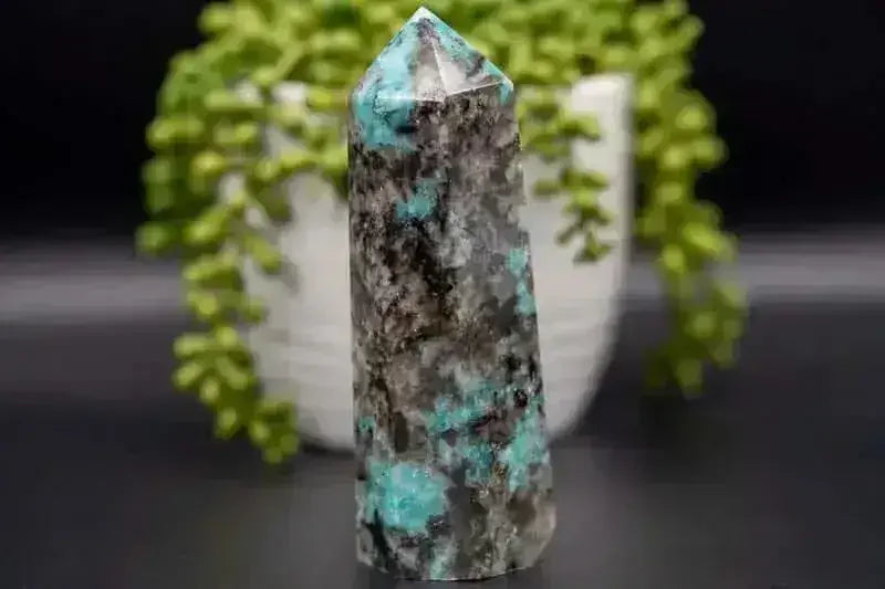 Amazonite with Smoky Quartz Towerr 5.5" - My Crystal Addiction