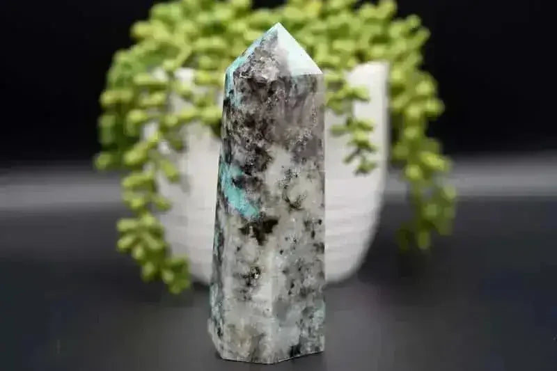 Amazonite with Smoky Quartz Towerr 5.5" - My Crystal Addiction