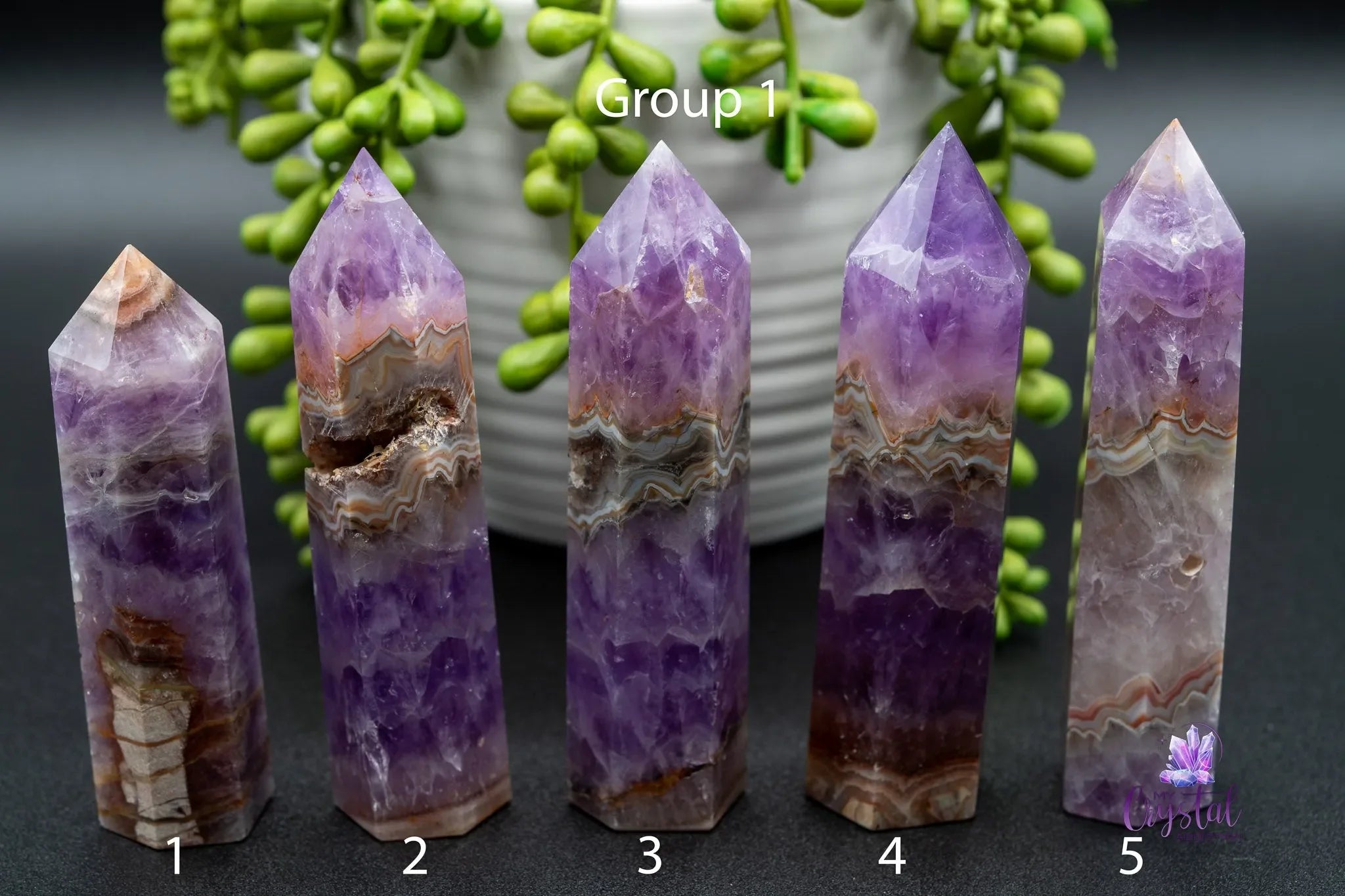 Amethyst with Mexican Agate Tower - My Crystal Addiction