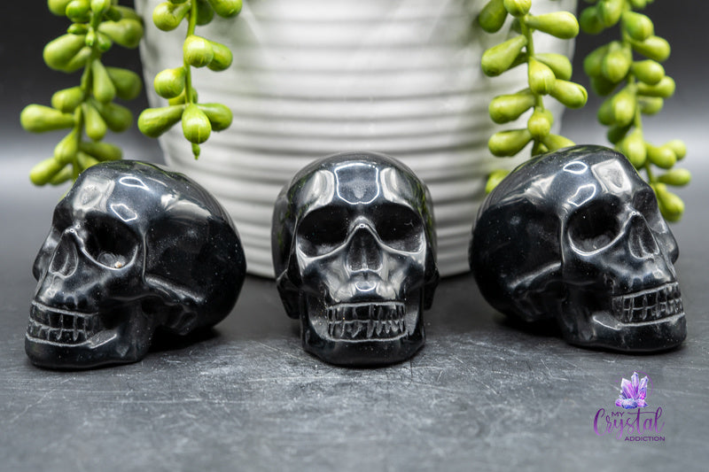 Black Obsidian Skull Carving - Root Chakra - My Crystal Addiction