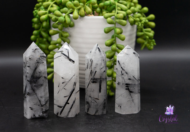 Black Tourmaline in Quartz Tower - Root Chakra - My Crystal Addiction