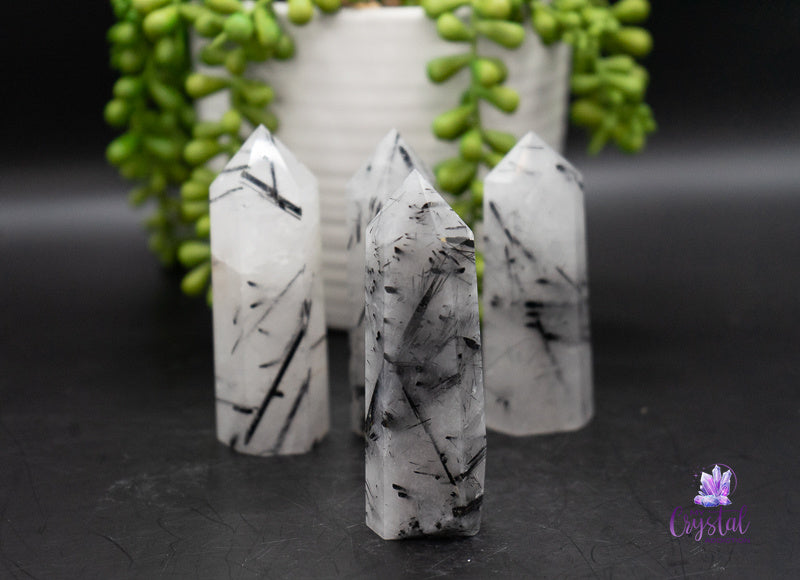 Black Tourmaline in Quartz Tower - Root Chakra - My Crystal Addiction