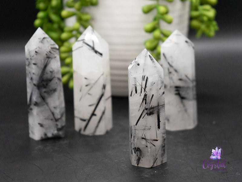 Black Tourmaline in Quartz Tower - Root Chakra - My Crystal Addiction
