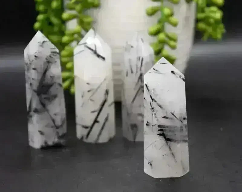 Black Tourmaline in Quartz Tower - Root Chakra - My Crystal Addiction