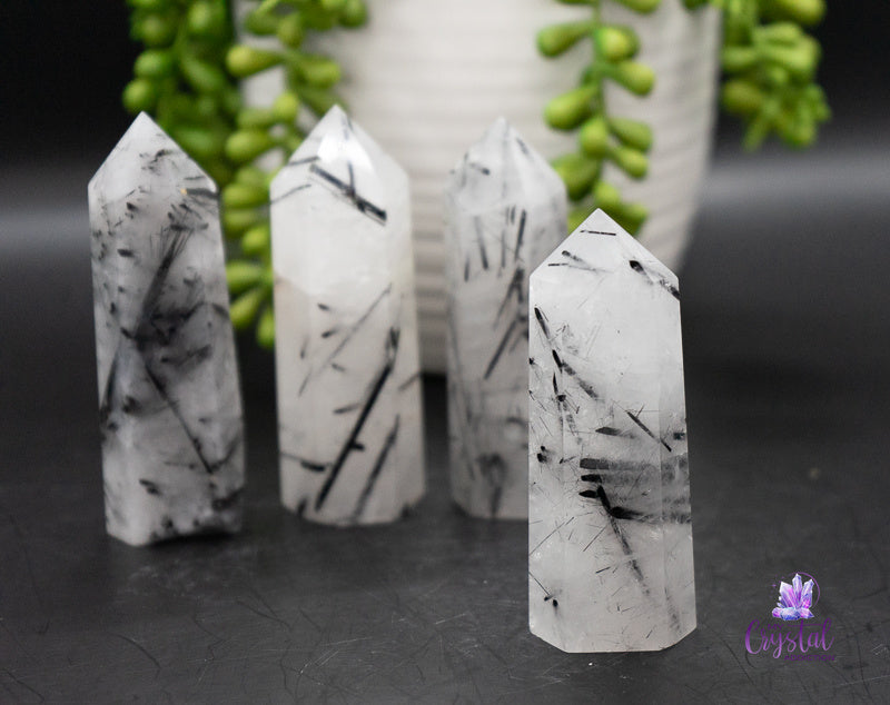 Black Tourmaline in Quartz Tower - Root Chakra - My Crystal Addiction