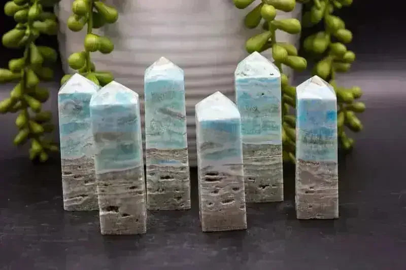 Blue Aragonite Tower - Throat Chakra - My Crystal Addiction