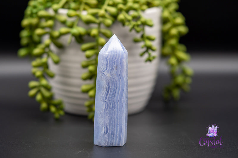 Blue Lace Agate Tower - Throat Chakra - My Crystal Addiction