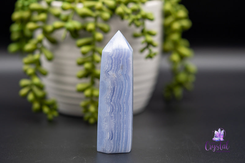 Blue Lace Agate Tower - Throat Chakra - My Crystal Addiction