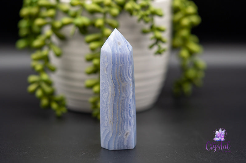 Blue Lace Agate Tower - Throat Chakra - My Crystal Addiction