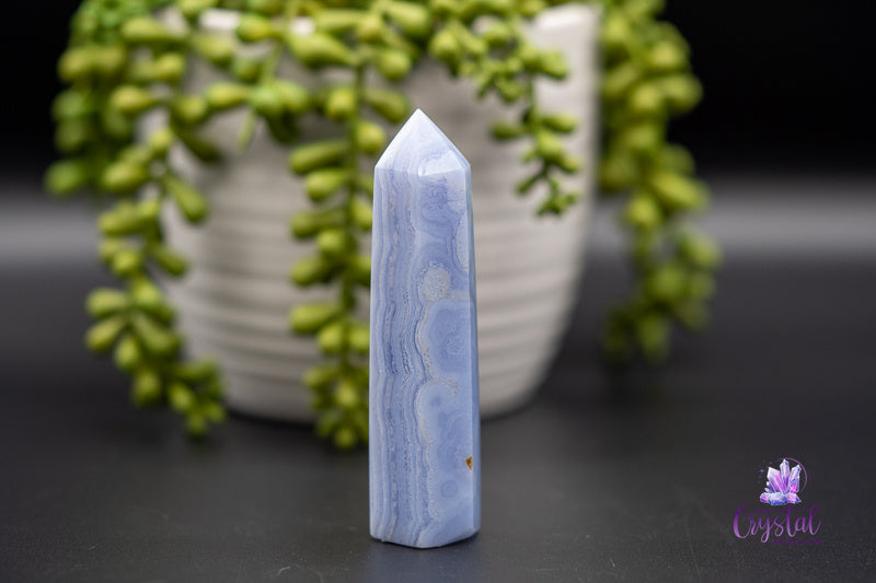 Blue Lace Agate Tower - Throat Chakra - My Crystal Addiction