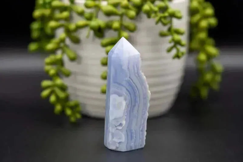 Blue Lace Agate Tower w/Raw Edge 3.5" - My Crystal Addiction