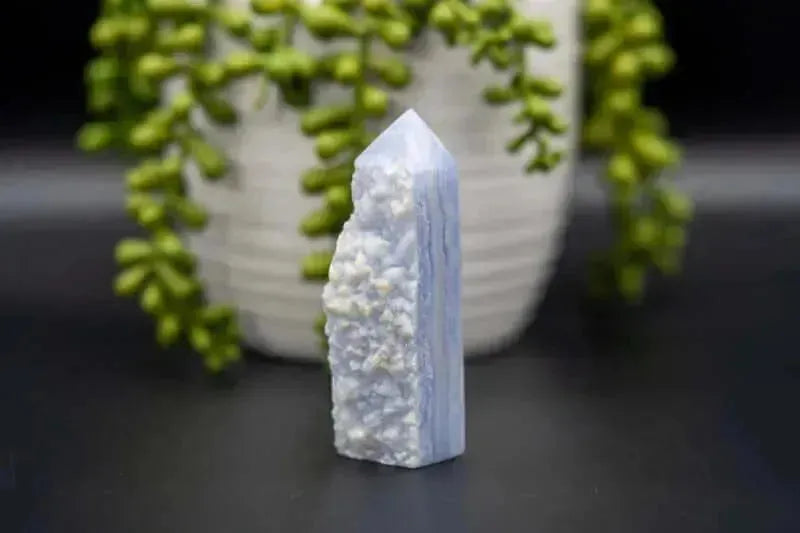 Blue Lace Agate Tower w/Raw Edge 3.5" - My Crystal Addiction