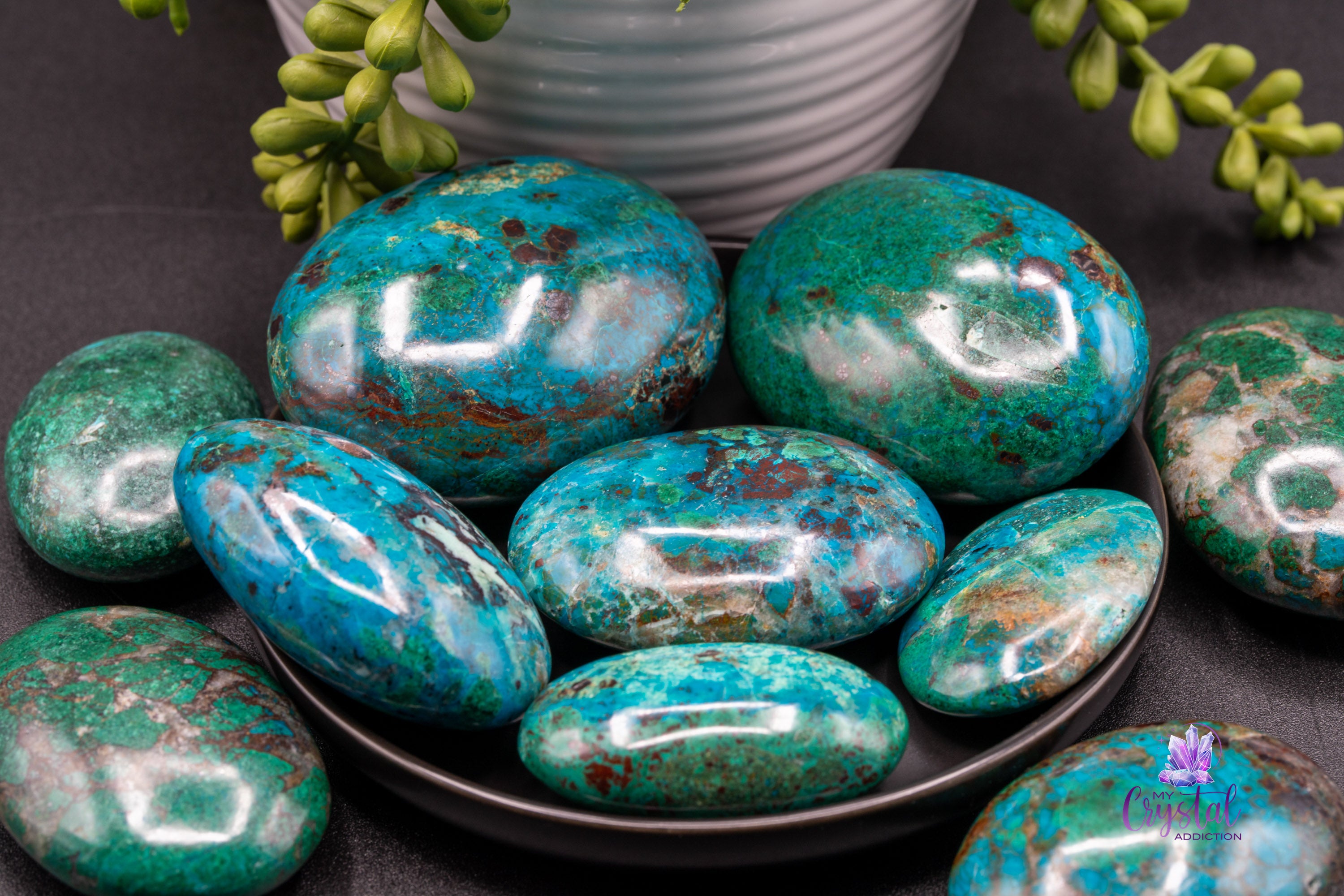 Chrysocolla Palm Stone - High Quality - Throat Chakra - My Crystal Addiction
