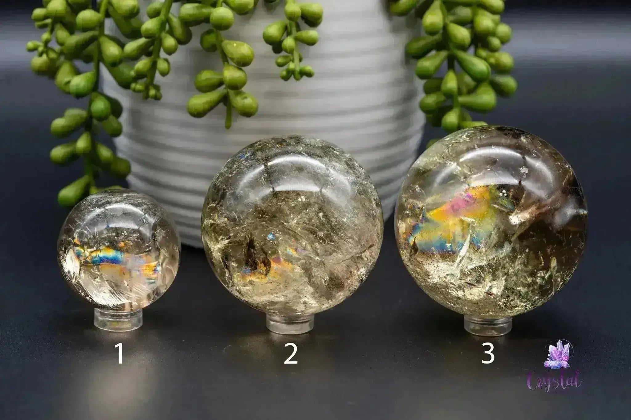 Citrine Sphere w/Rainbows 1.6"-2.4"/40mm-43mm - My Crystal Addiction