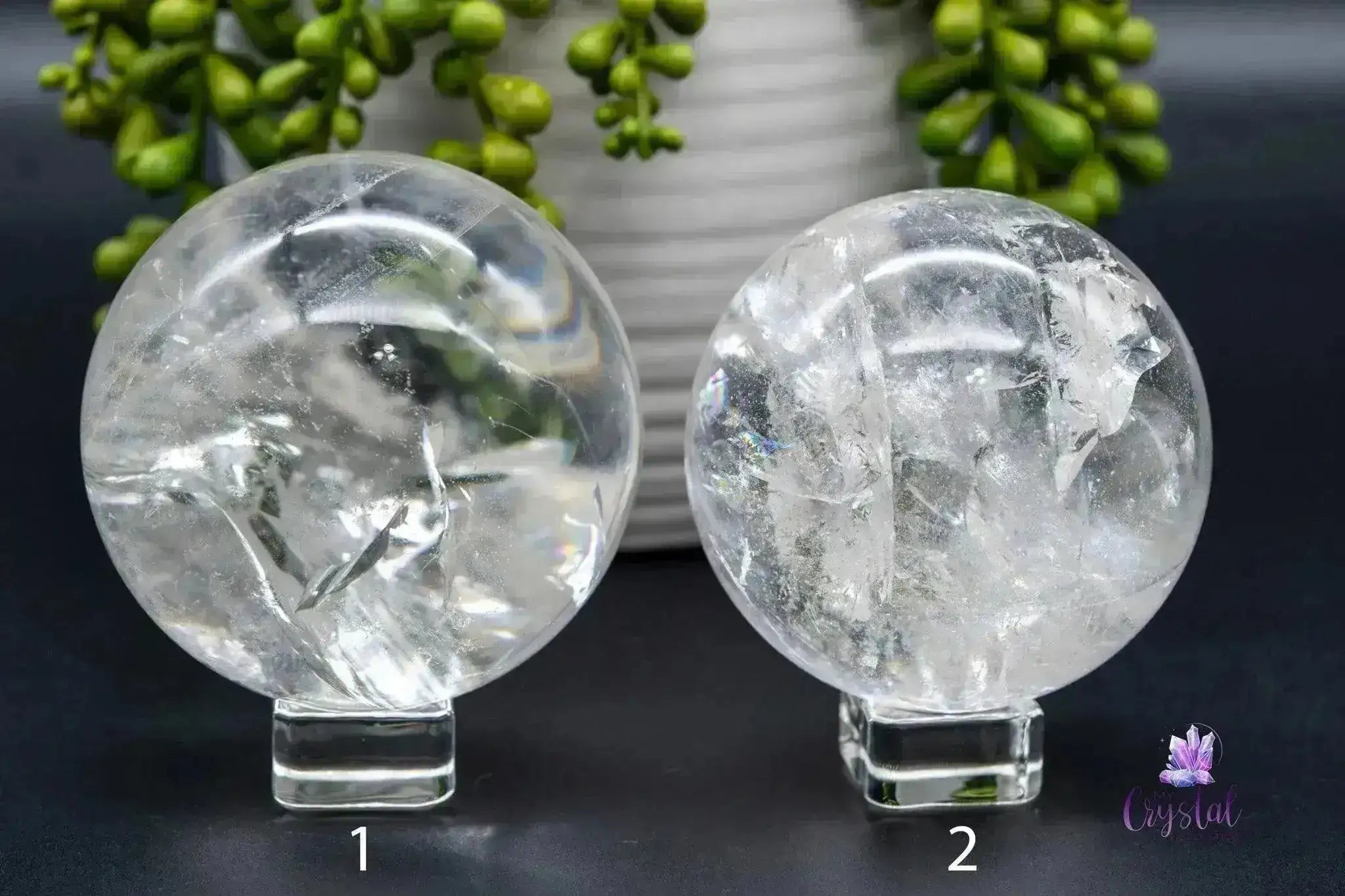 Polished Lemurian Sphere w/Rainbows - 2.6"-3.0"/68mm-77mm - My Crystal Addiction
