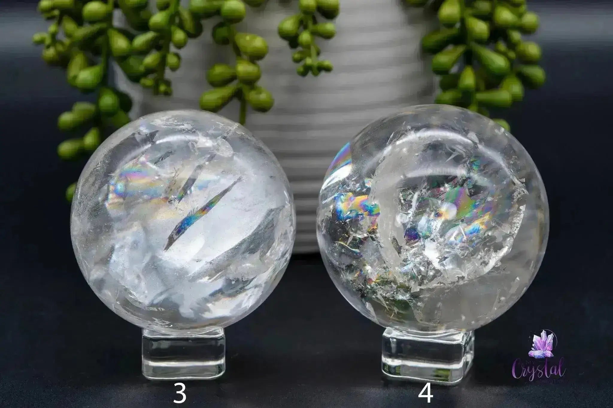 Polished Lemurian Sphere w/Rainbows - 2.6"-3.0"/68mm-77mm - My Crystal Addiction