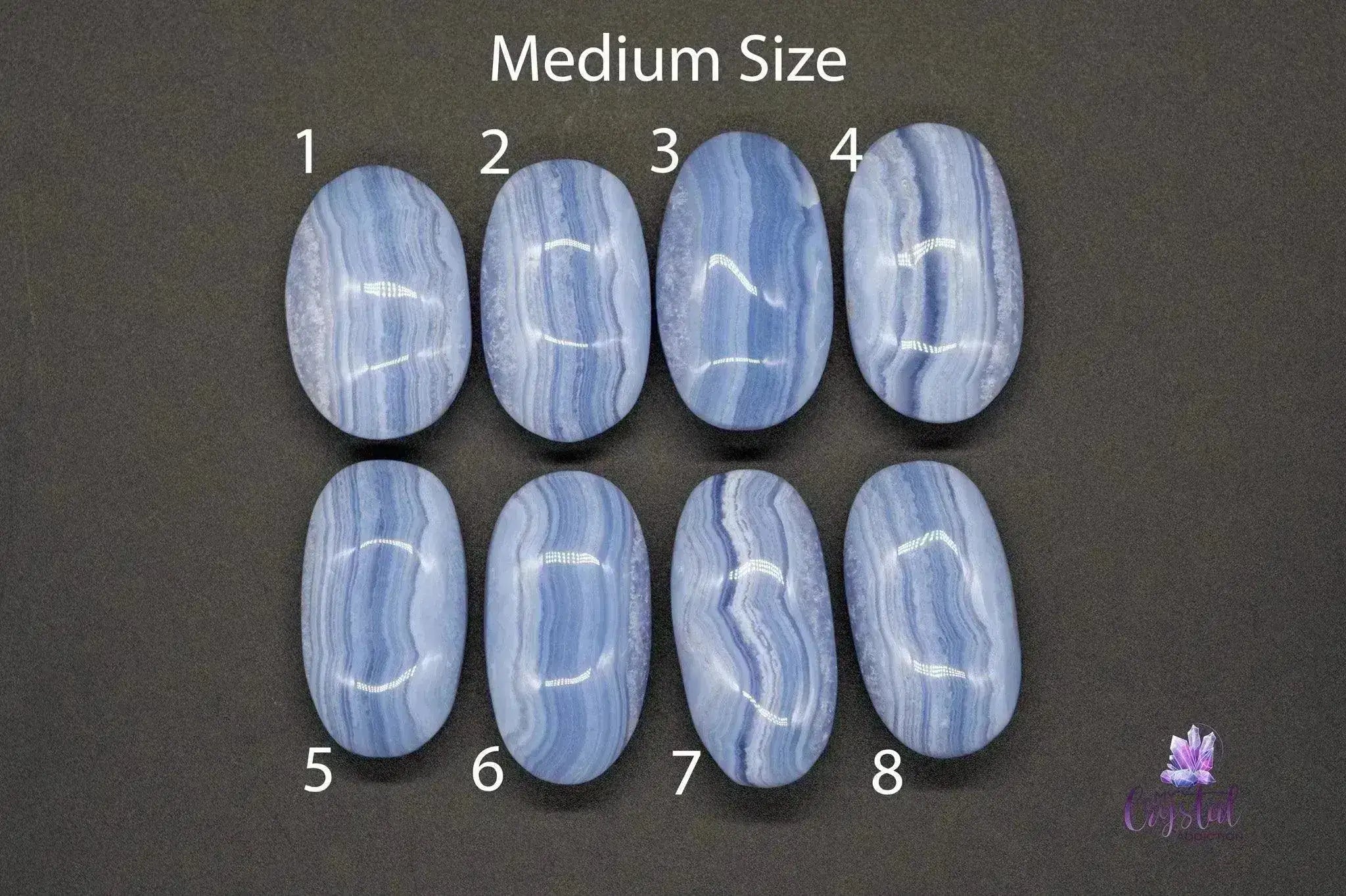 Banded Blue Lace Agate Palm Stone - My Crystal Addiction