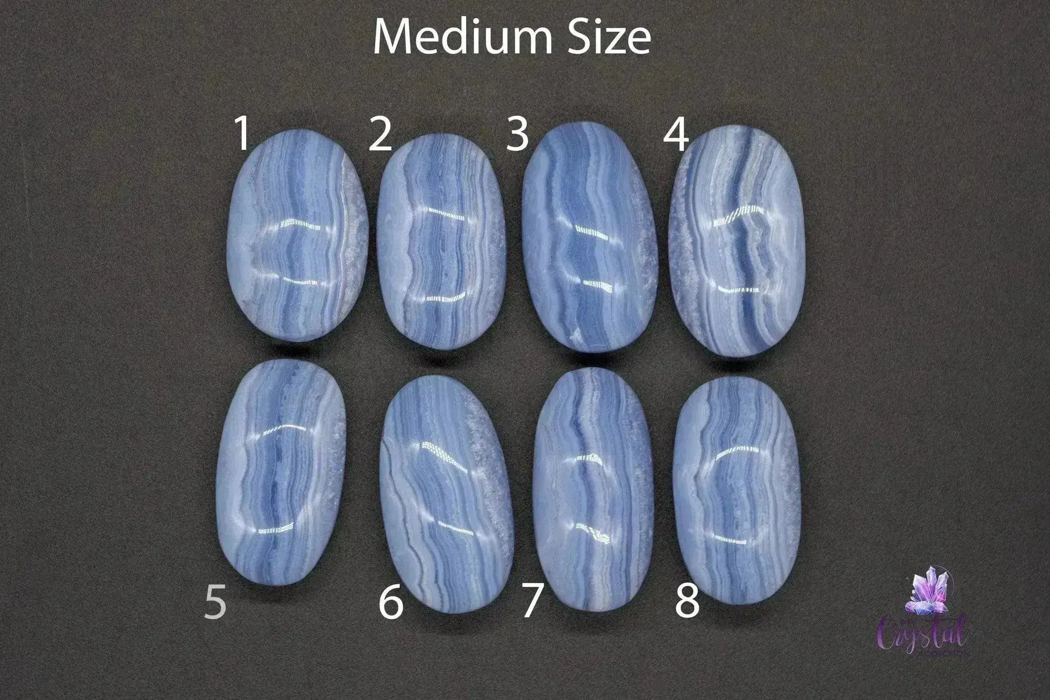 Banded Blue Lace Agate Palm Stone - My Crystal Addiction