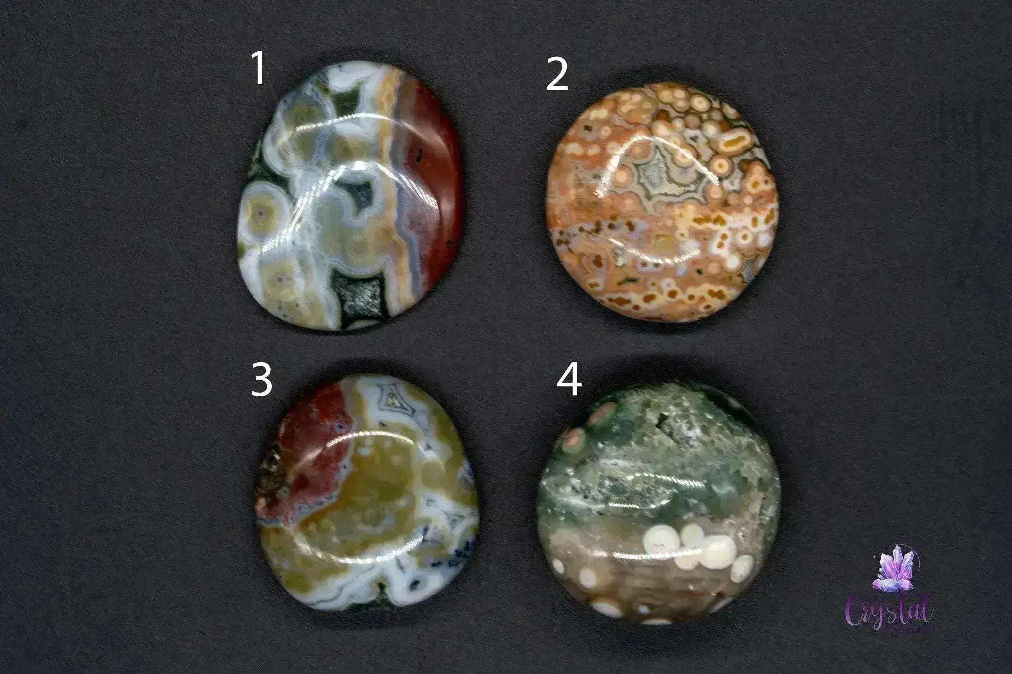 Beautiful Old Stock Orb Ocean Jasper Palm Stone - My Crystal Addiction