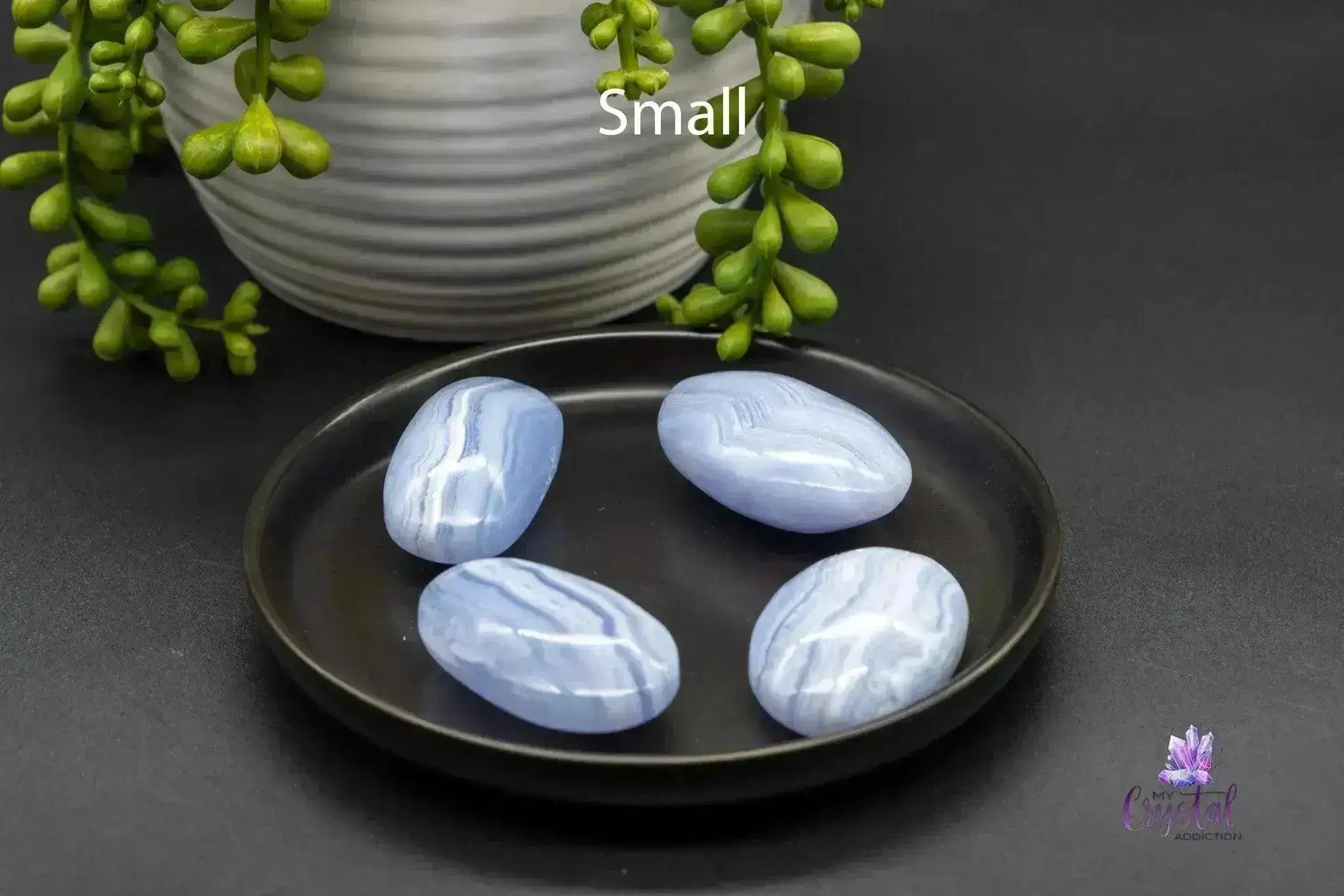Banded Blue Lace Agate Palm Stone - My Crystal Addiction