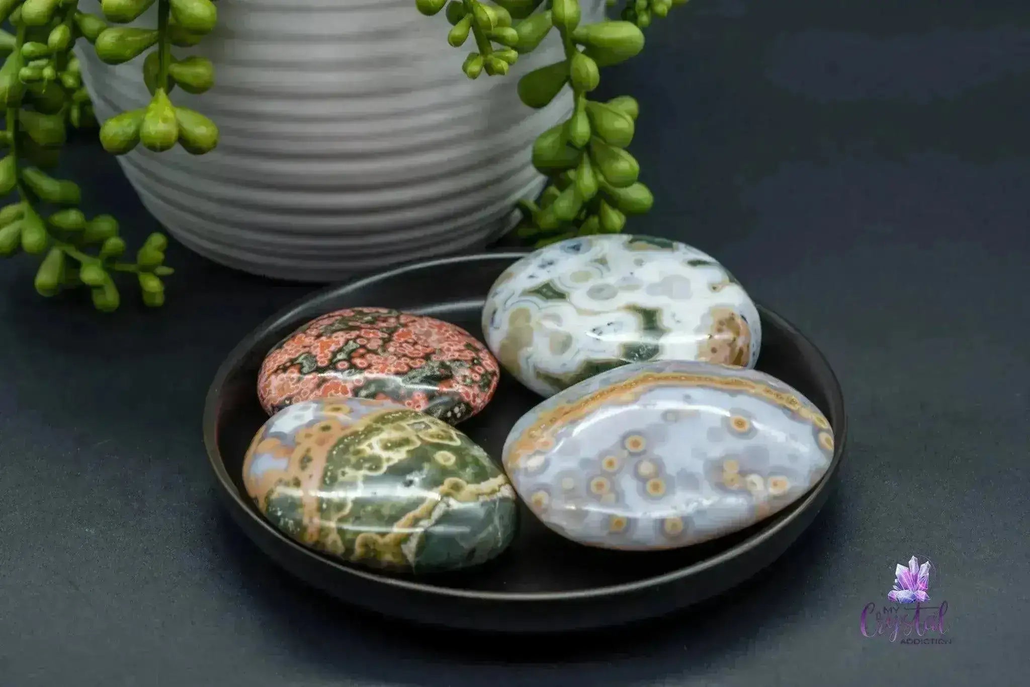 Beautiful Old Stock Orb Ocean Jasper Palm Stone - My Crystal Addiction
