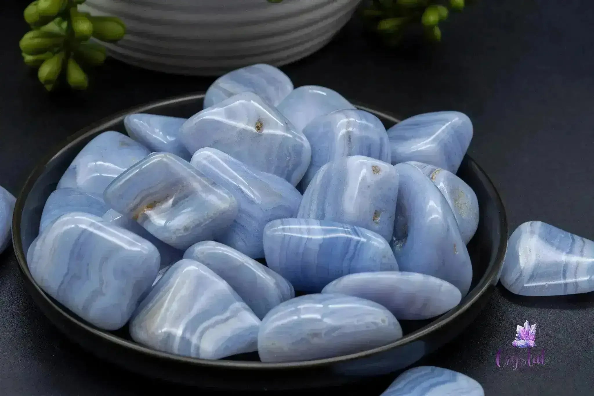 Banded Blue Lace Agate Tumble - My Crystal Addiction