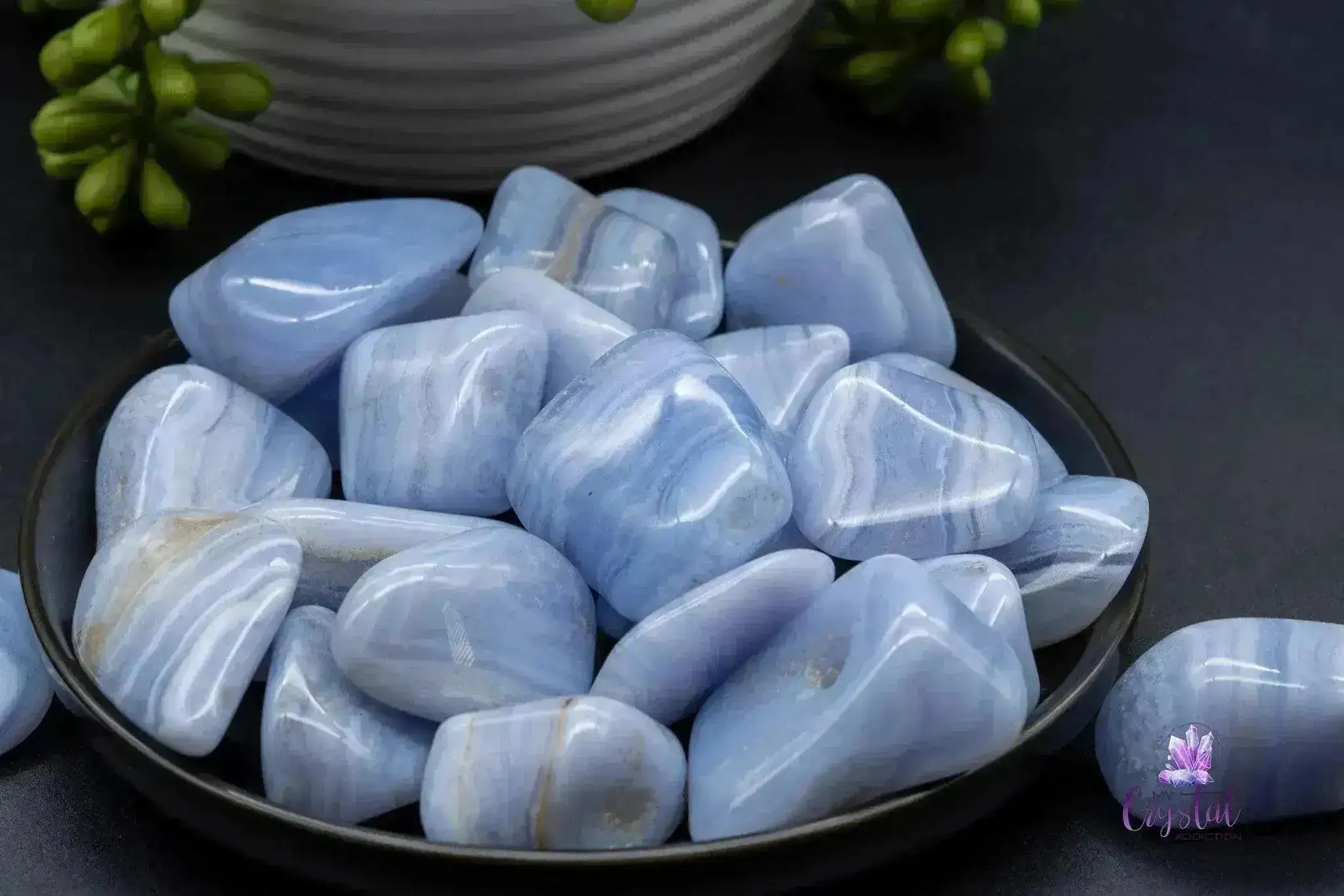 Banded Blue Lace Agate Tumble - My Crystal Addiction