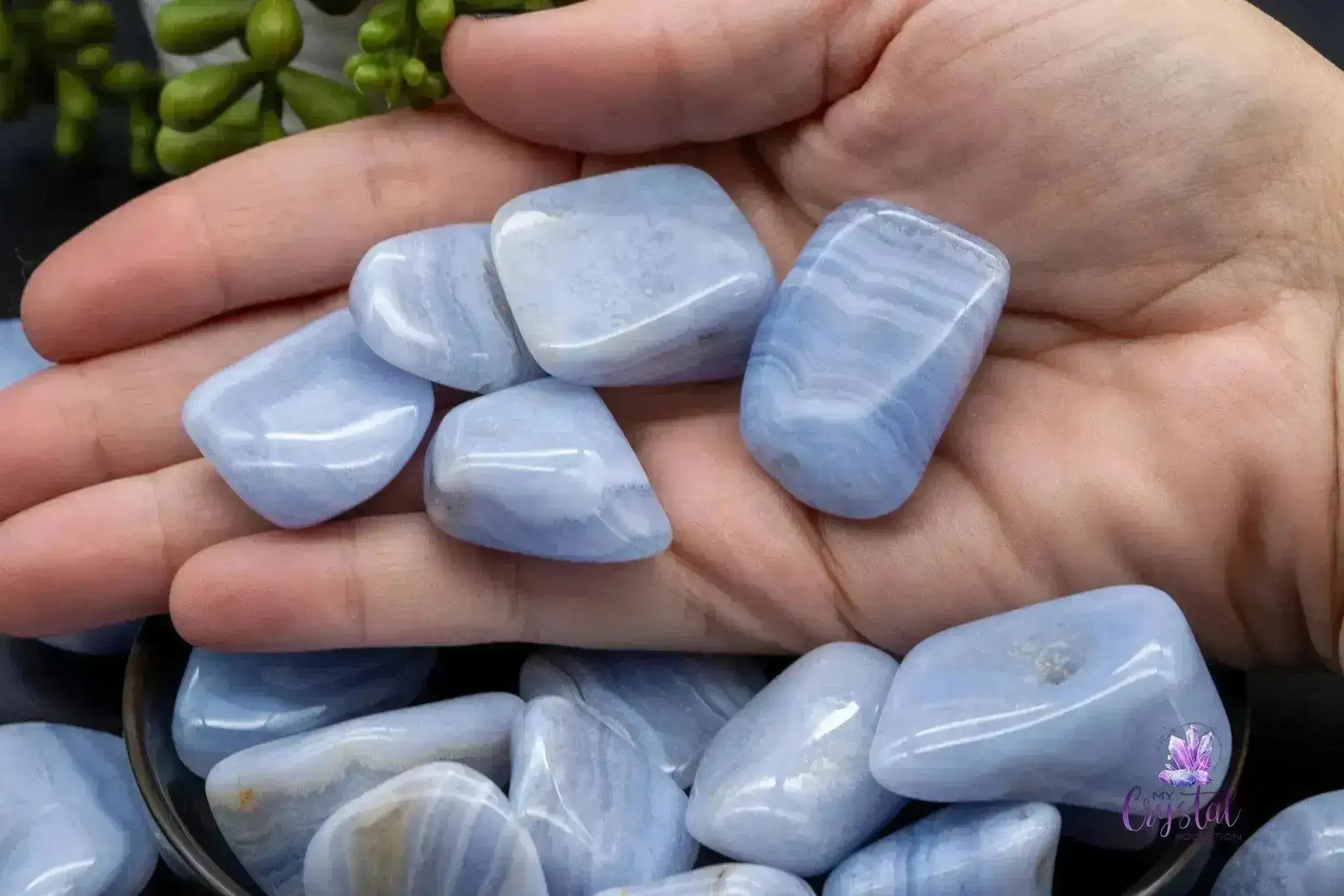 Banded Blue Lace Agate Tumble - My Crystal Addiction