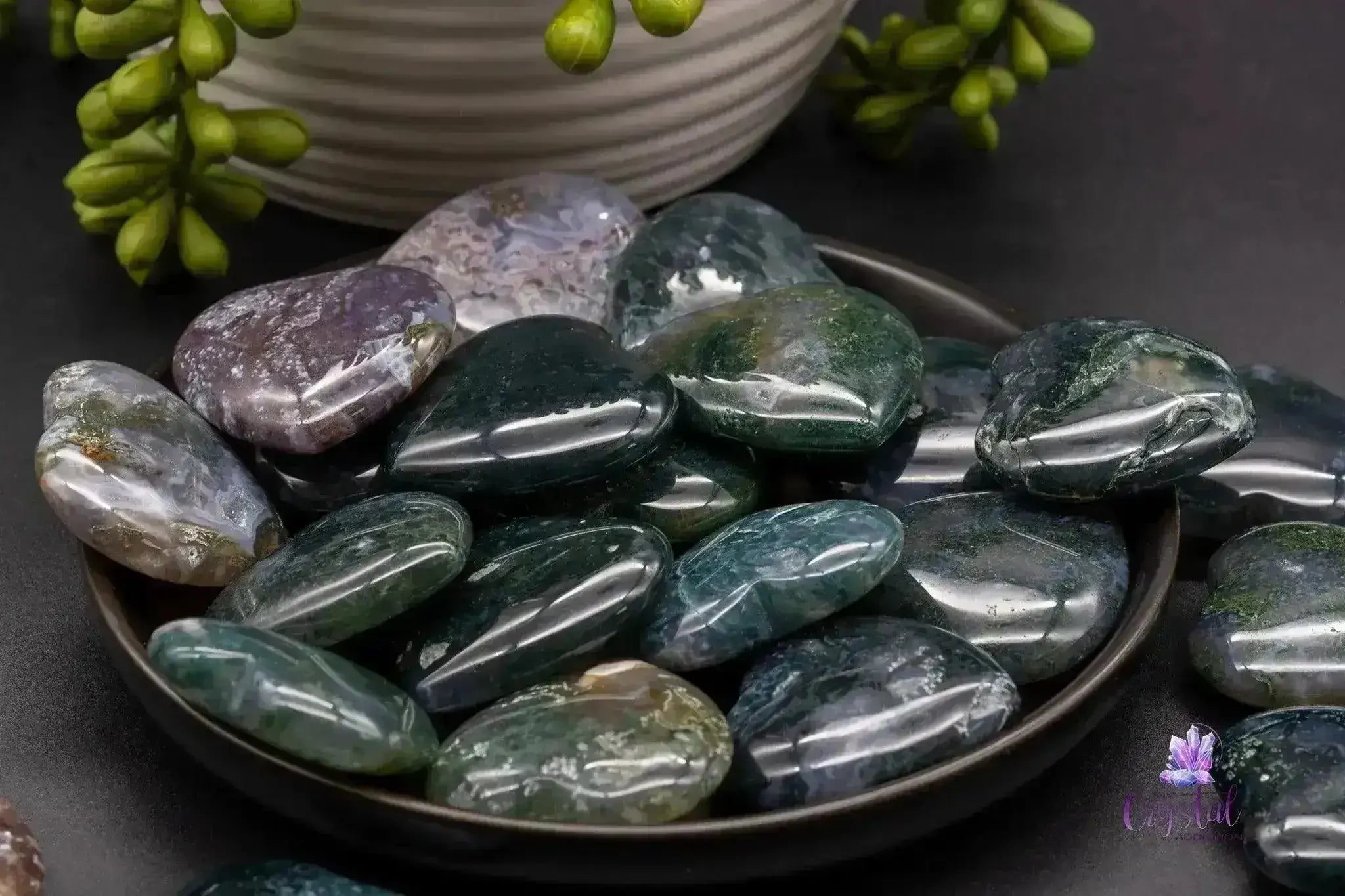 Moss Agate Heart Carving 1.4" - My Crystal Addiction