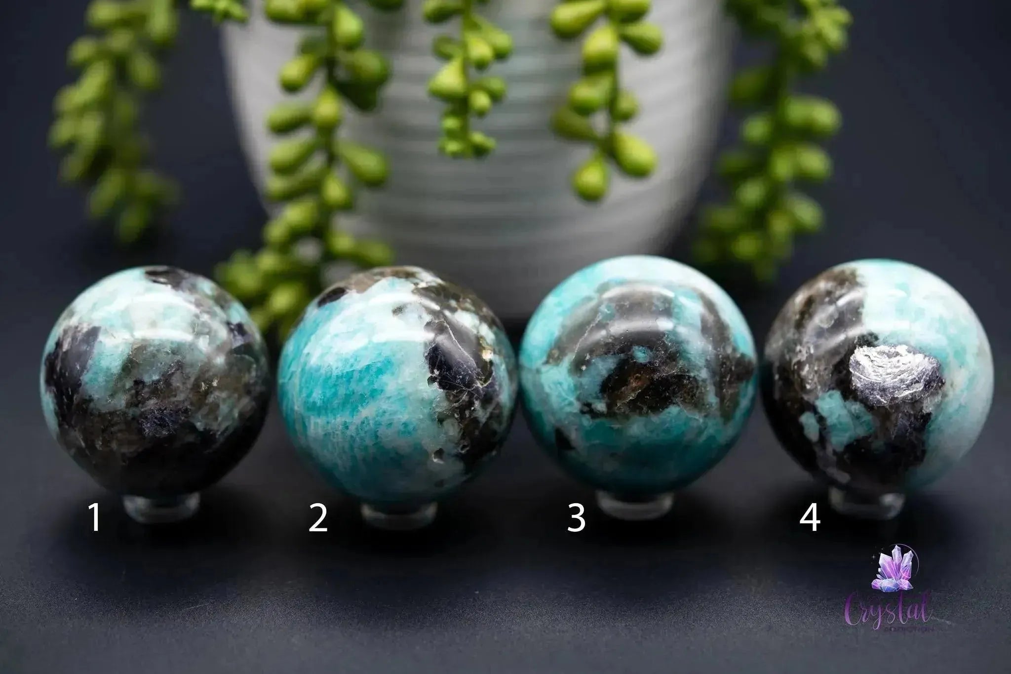 Amazonite with Smoky Quartz Sphere - 1.9" - My Crystal Addiction