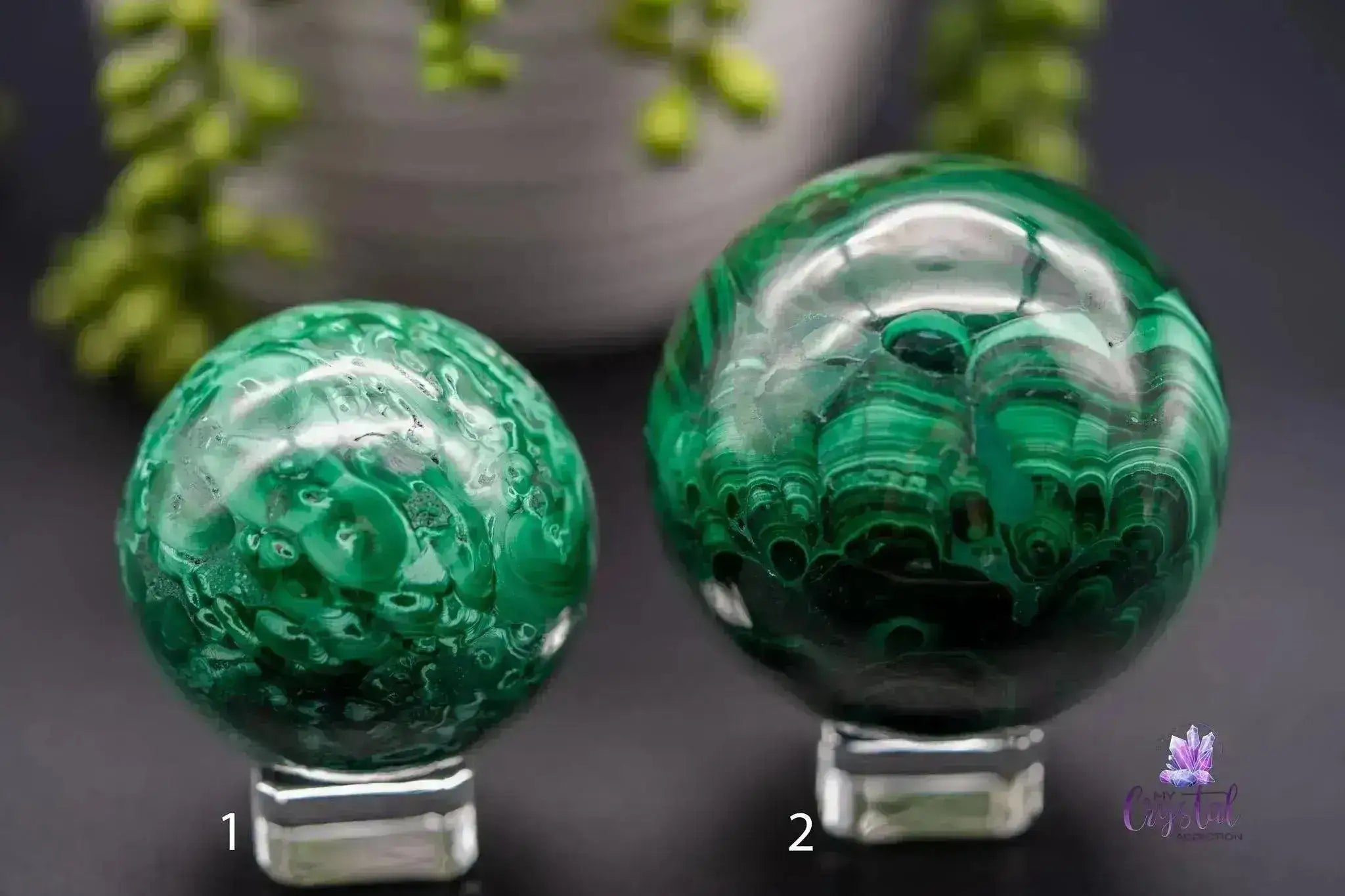 Malachite Sphere - 2.1"- 2.6"/54mm-68mm - My Crystal Addiction