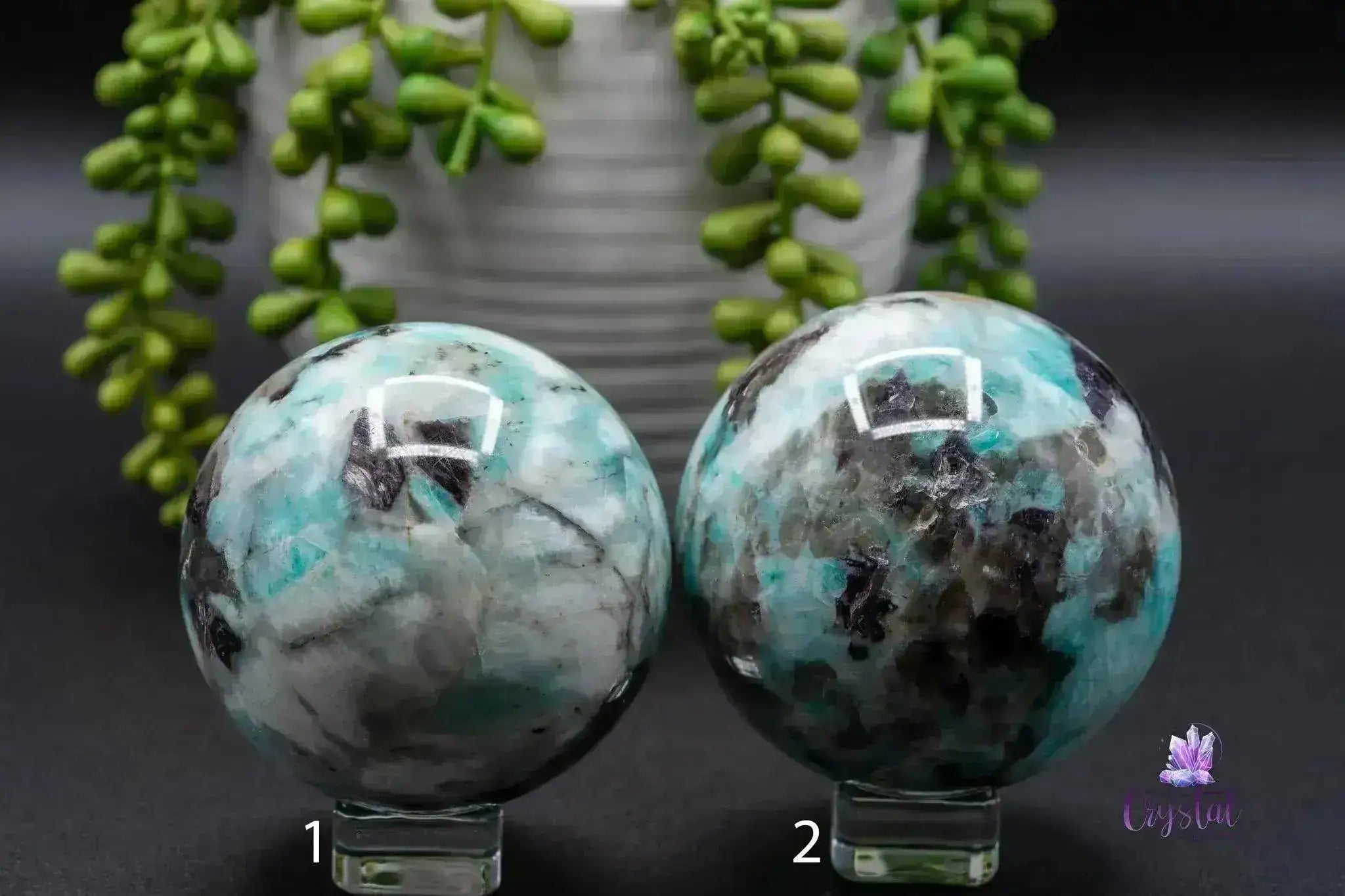 Amazonite with Smoky Quartz Sphere - 2.8"-2.9"" - My Crystal Addiction