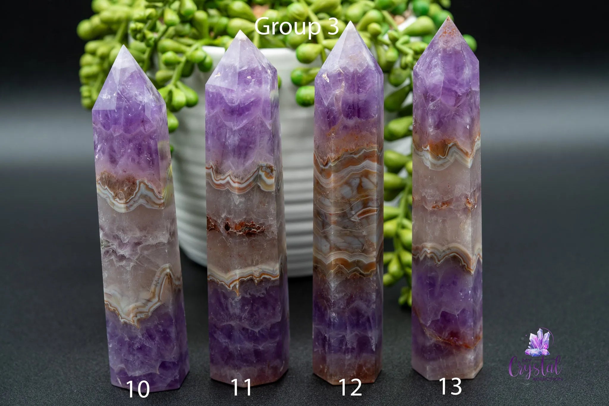 Amethyst with Mexican Agate Tower - My Crystal Addiction