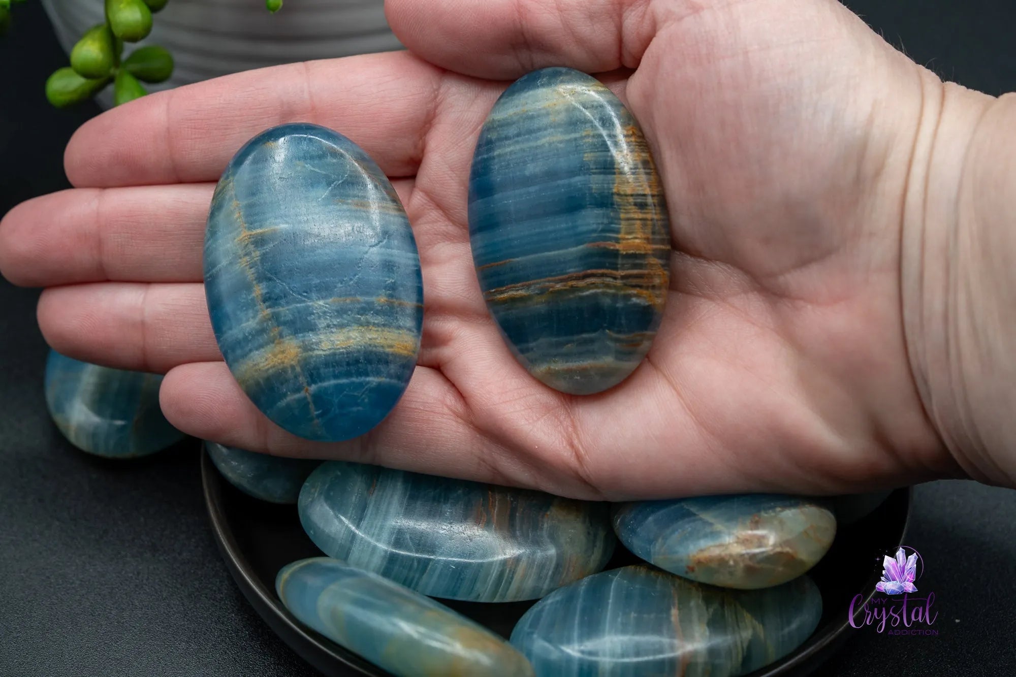 Blue Onyx Palm Stone - My Crystal Addiction