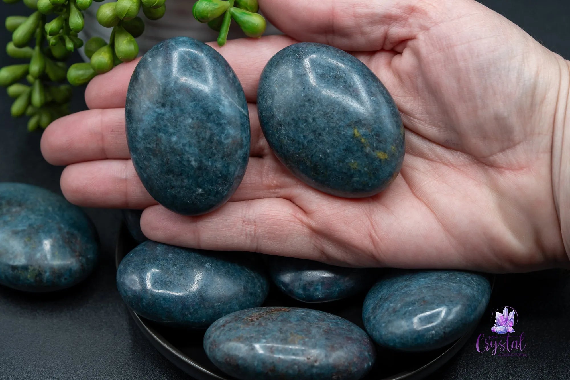 Blue Kyanite Palm Stone - from India - My Crystal Addiction