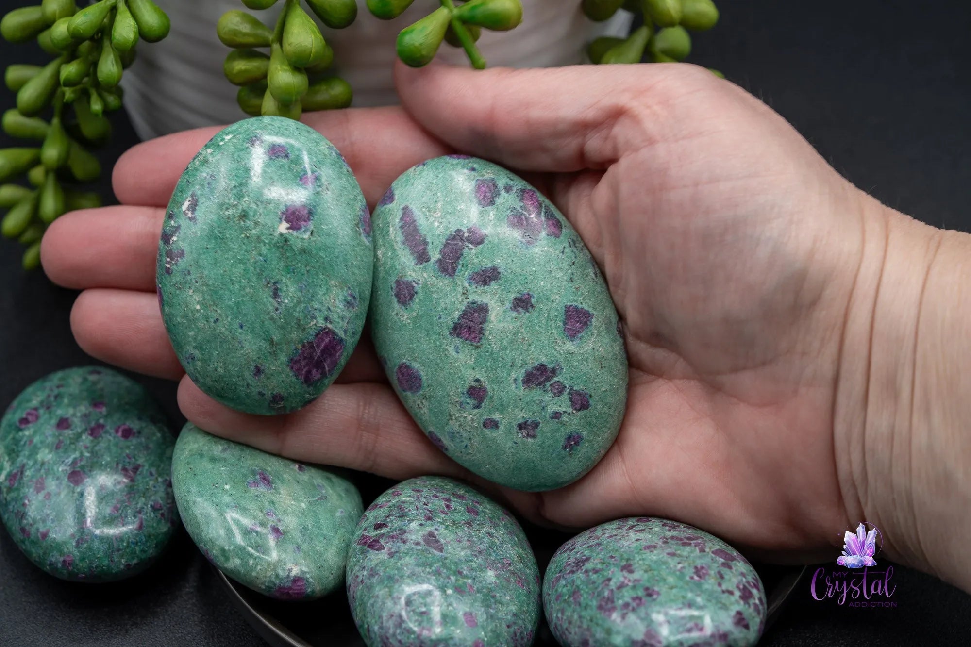 Ruby Fuchsite Palm Stone - My Crystal Addiction