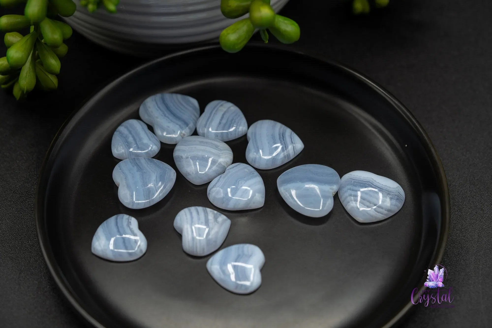Banded Blue Lace Agate Heart Carving - My Crystal Addiction