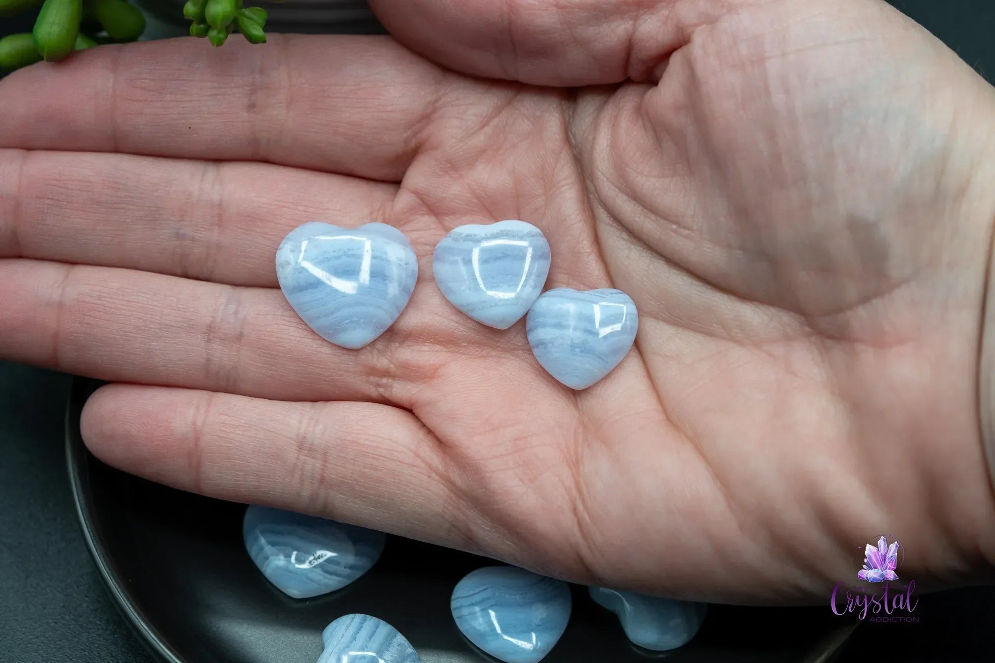 Banded Blue Lace Agate Heart Carving - My Crystal Addiction