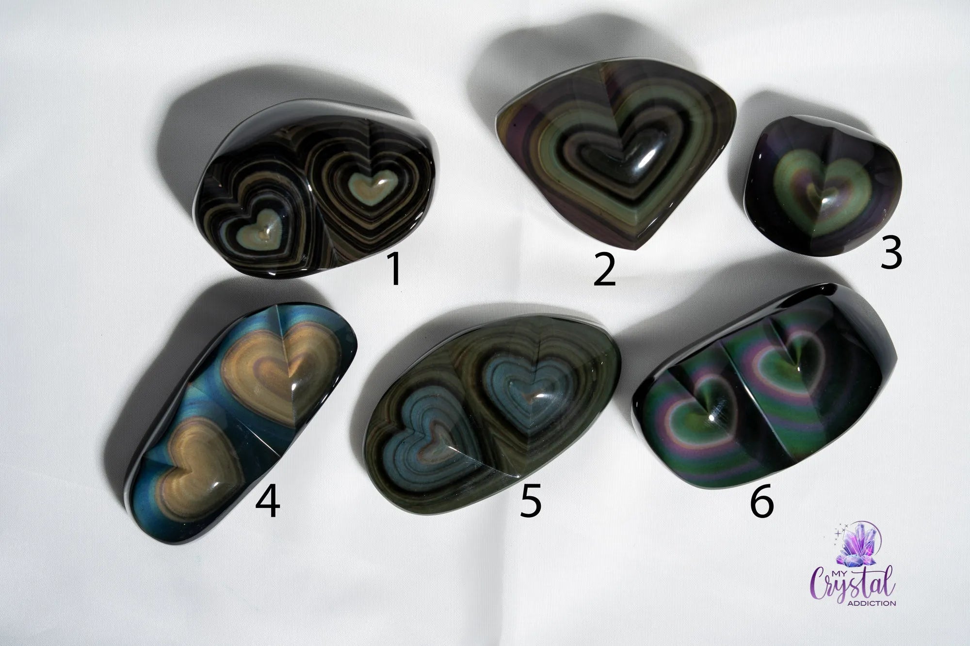 Rainbow Obsidian Heart Carving