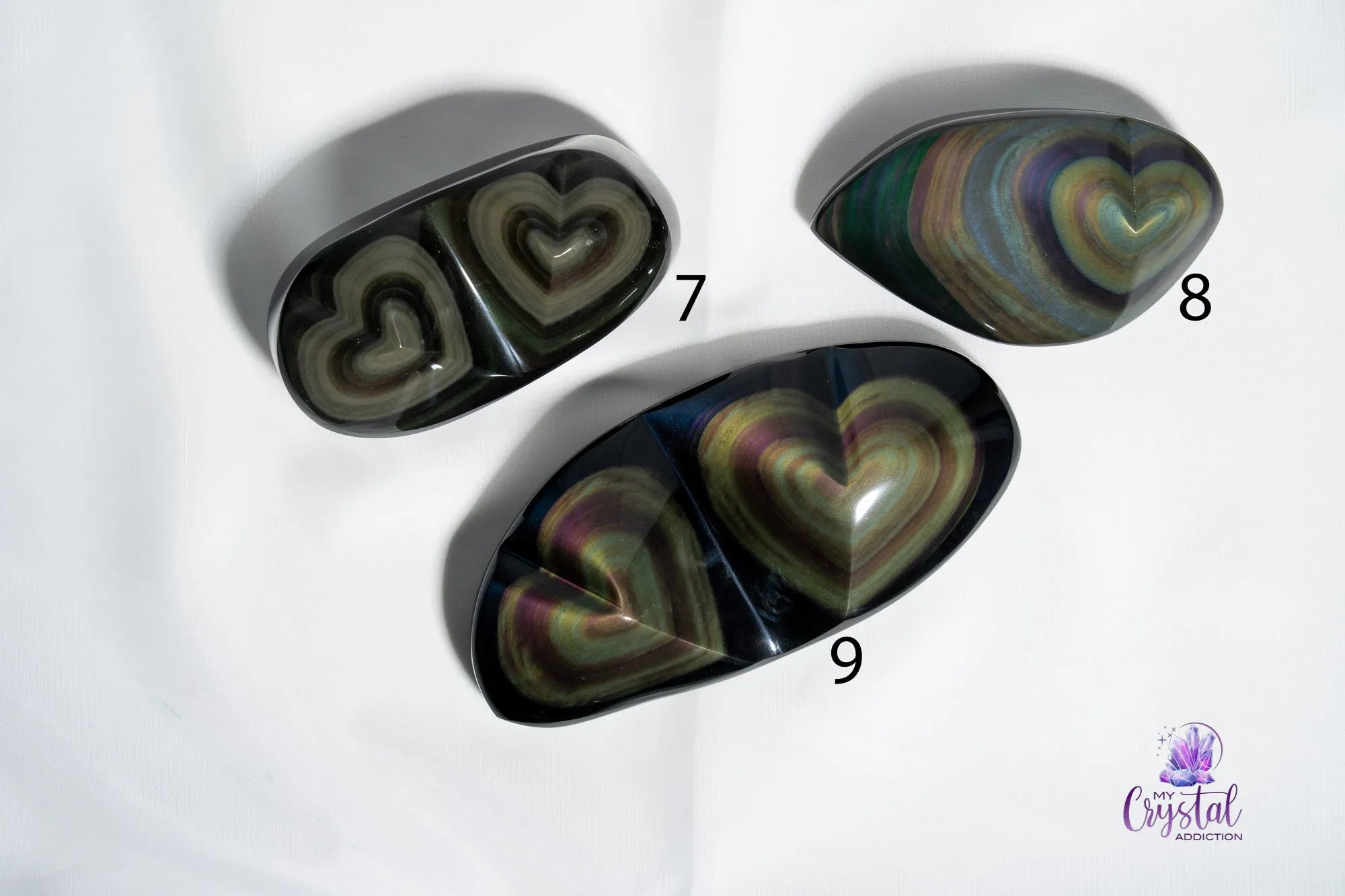 Rainbow Obsidian Heart Carving